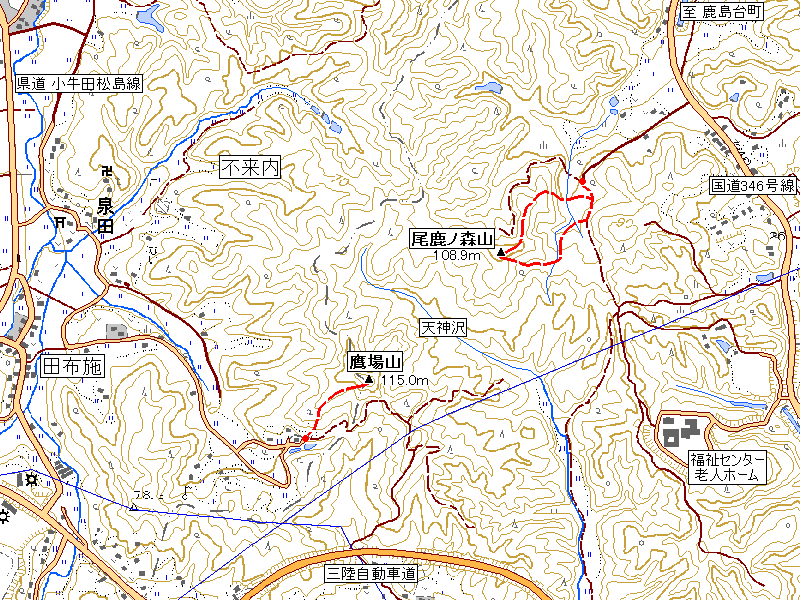 尾鹿ノ森山ルートマップ